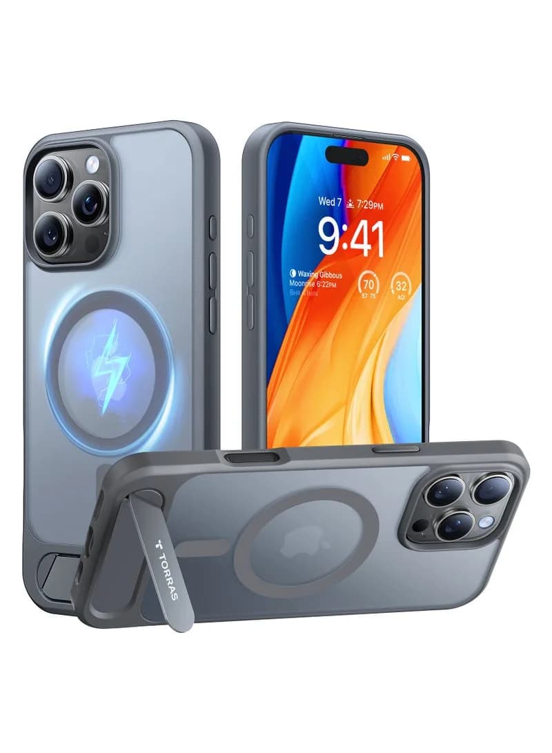 TORRAS Pstand Case for iPhone 16 Pro Titanium