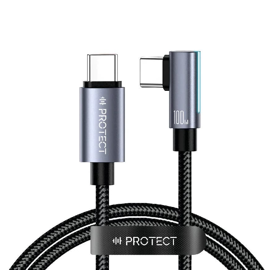 Protect Fast Charge Right Angle Cable Ultra Fast Data Sync 100w LED Indicator S-CC100