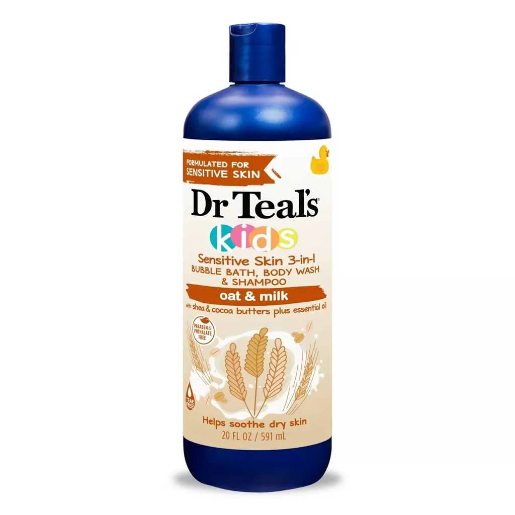 Dr Teal's Kids 3-in-1 Oat & Milk Bubble Bath Body Wash & Shampoo 591ml