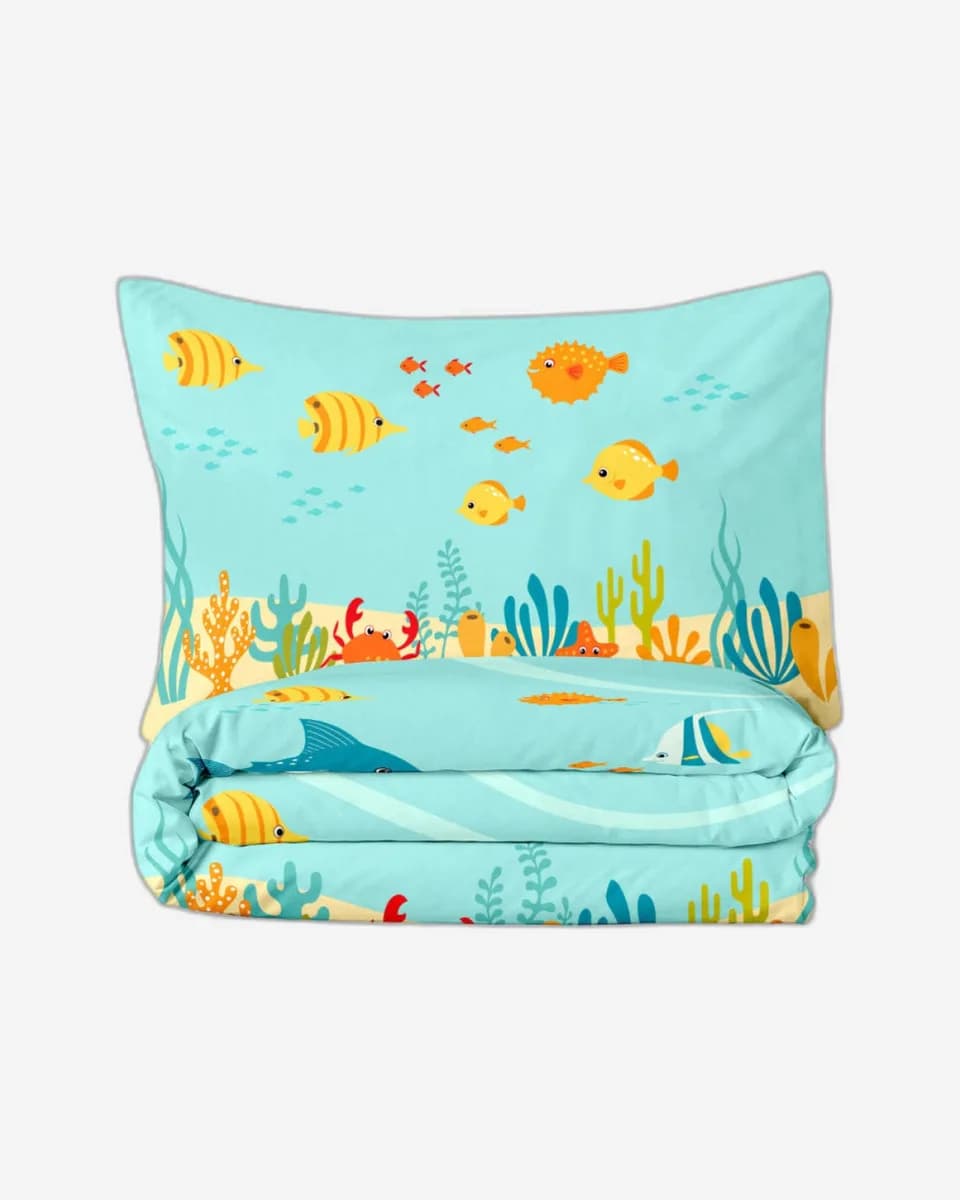 Cotton Home Kids Duvet Cover Set 3Pc Aqua 135x200 CM Single