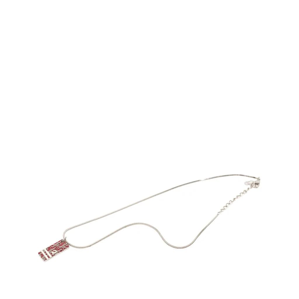 Dior (Pre-owned) Brass Enamel Trotter Plate Pendant Necklace