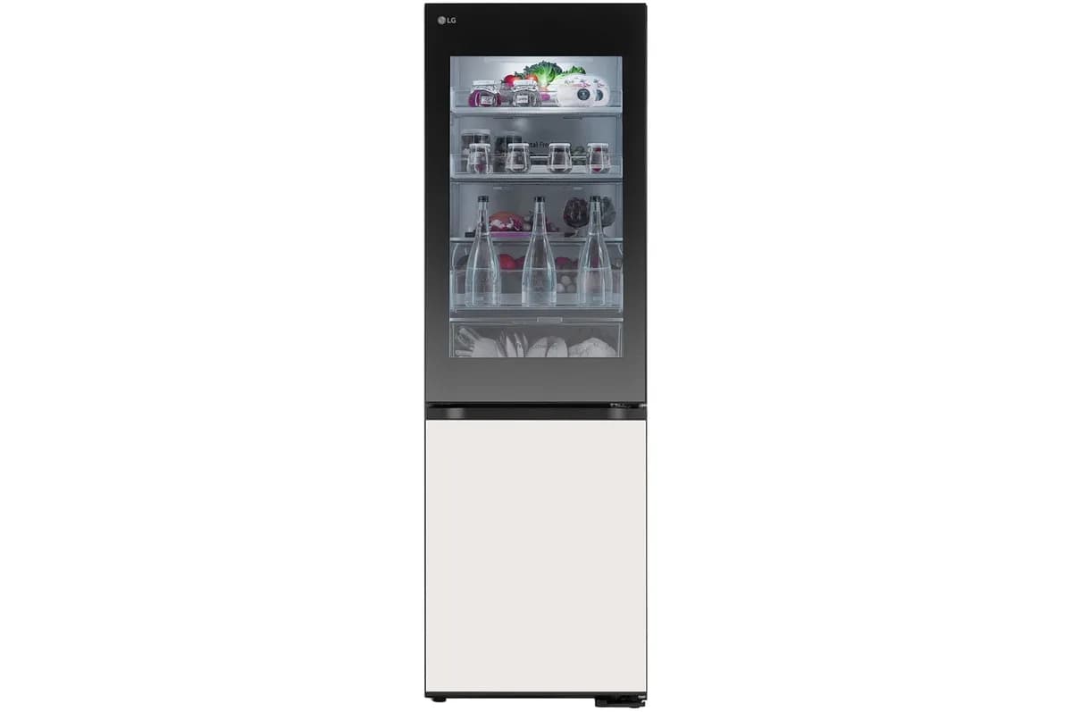 LG 349L Bottom Freezer Refrigerator Beige glass InstaView™ GR-V479QGKW