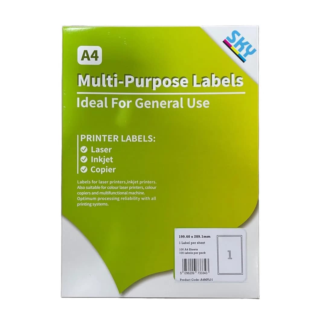 SKYROCKUAE A4 Sticker Paper Label Paper for Inkjet and Laserjet Printing- 100 Sheets per pack