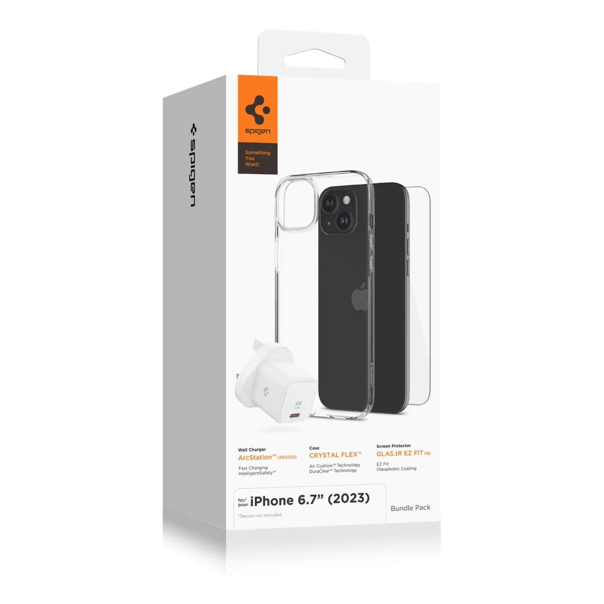 iSTYLE UAE Accessory bundle for iPhone 15 Plus 6.7-inch (Clear case+ Glass Screen protector + 27W type C wall charger)