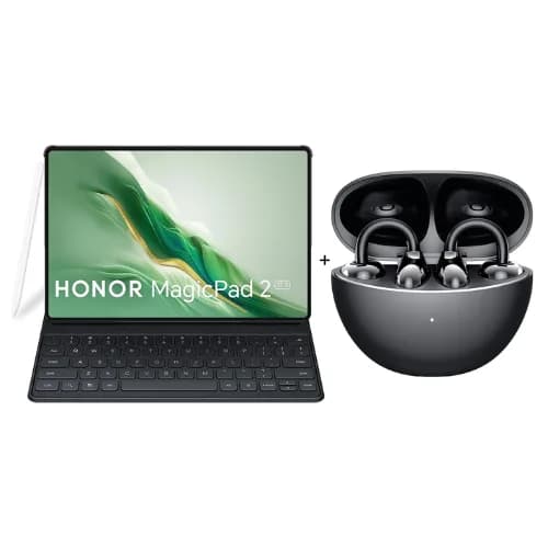 HONOR MagicPad 2 12.3" OLED Tablet 256GB 144Hz Display, Snapdragon 8s Gen 3, Keyboard, Magic Pencil & HONOR Choice Earbuds Clip Bundle