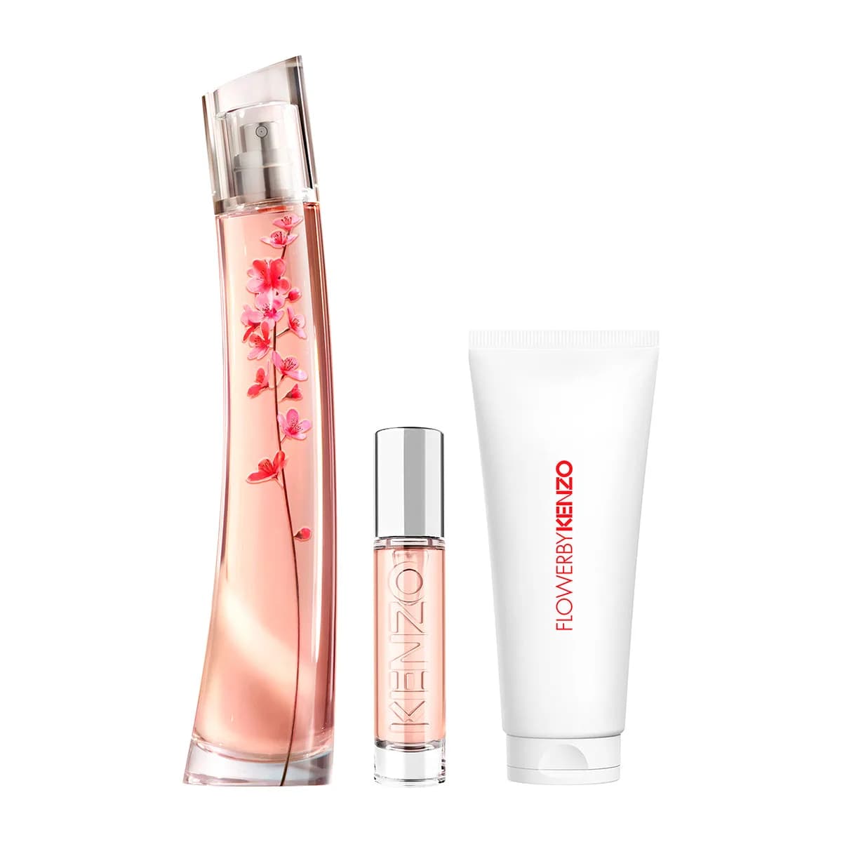 Kenzo Flower Ikebana By For Women Set EDP 75ml + EDP 10ml Reusable Travel Spray + Body Milk 75ml