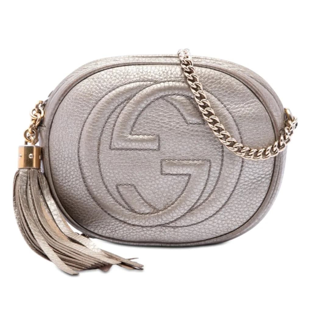 Gucci (Pre-owned) Mini Metallic Pebbled Calfskin Soho Chain Crossbody