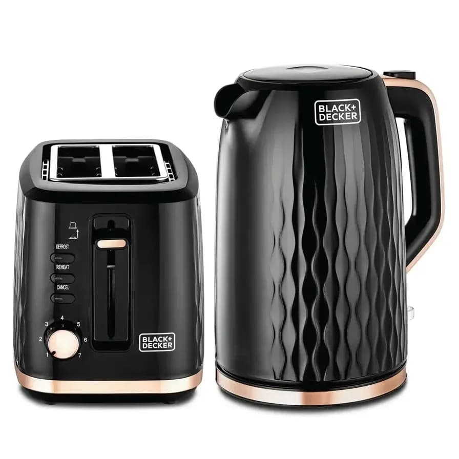 Black+Decker + Decker Breakfast Set Toaster 870W Kettle 1.7L 2200W MBF90-B5