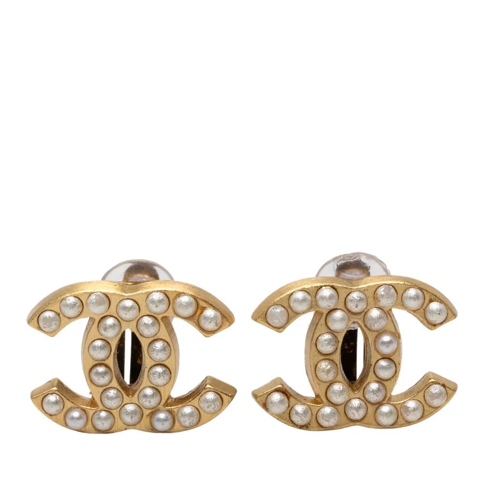 Chanel (Pre-owned) CC Plated Faux Clip On Earrings