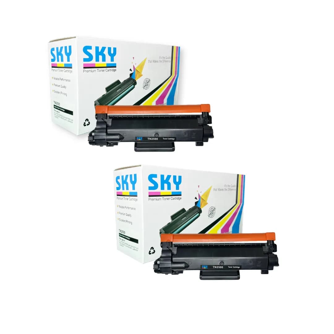 SKY 2PCS TN-2500 Toner Cartridge 1200 Pages for HL-L2460DN DCP-L2640DW