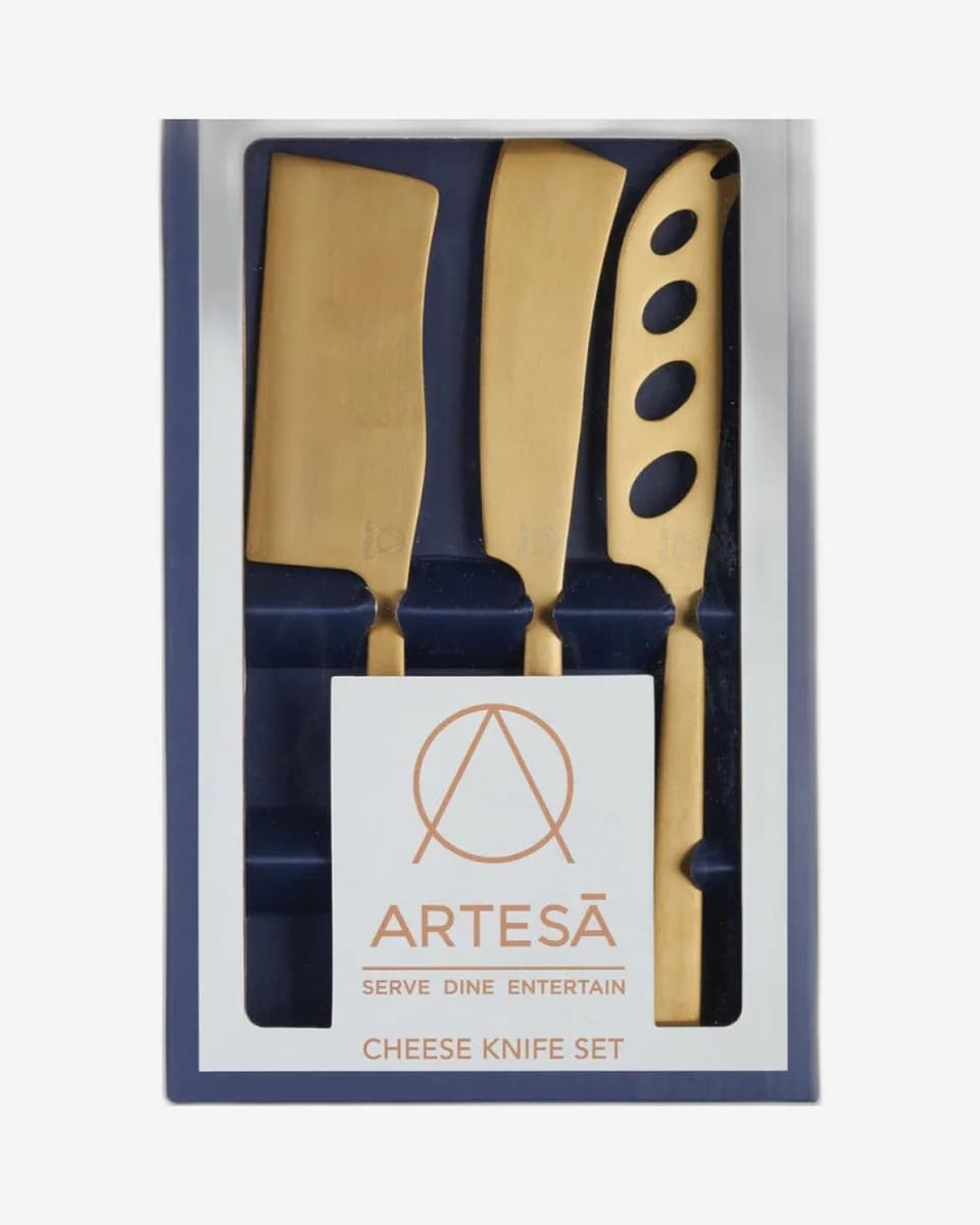 BRIGHT LINE TRADING LLC - 2530 Art Cheese Knife Set Of 3 Brass