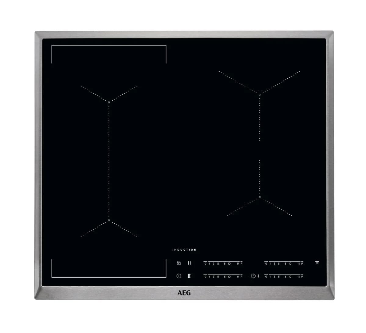 AEG Built-in Induction Hob 60cm Maxi Sense Hob2Hood 2 Cooking Zones Induction Pot detection IKE64441XB